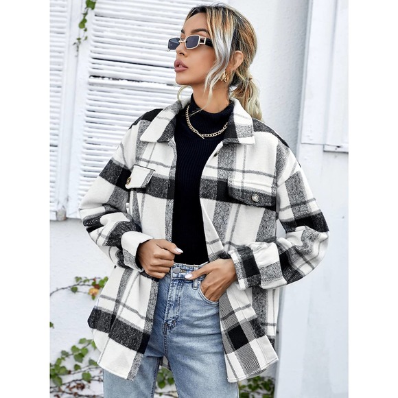 WILA Jackets & Blazers - Minimalist preppy oversized boyfriend trucker shacket jacket Overcoat